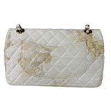 Chanel White Denim/Leather Trim Greek Collection Flower Double Flap Bag 2018
