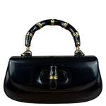 Gucci Vintage Black Leather Bamboo Top Handle Shoulder/Hand Bag