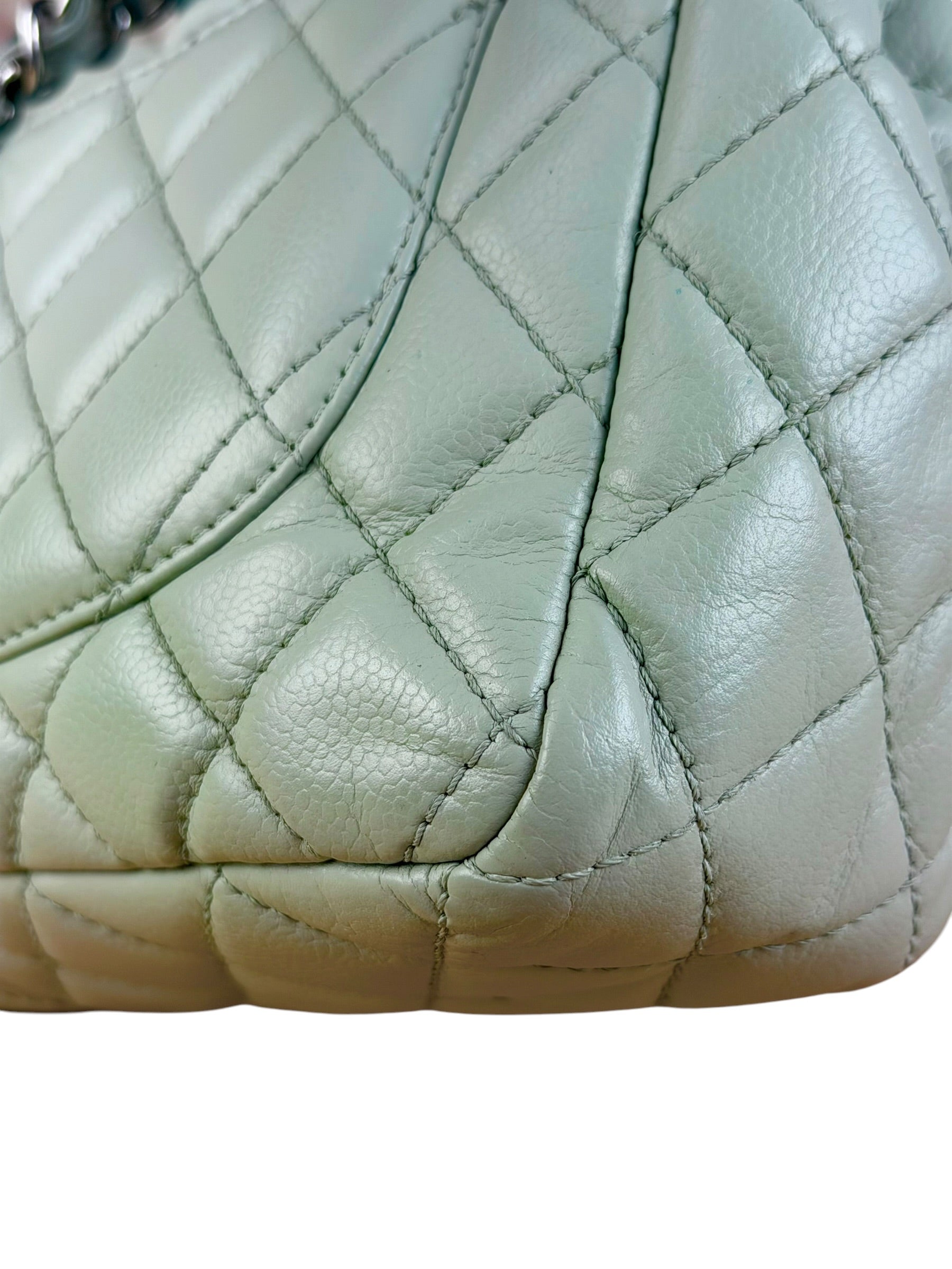 Chanel Light Sage Green Medium Classic Flap Shoulder Bag 2008