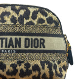 Christian Dior Beige Woven Leopard Print Cosmetic Pouch
