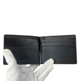 Versace Black Saffiano Leather Bifold Money Clip Wallet