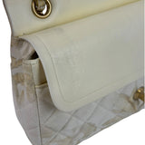 Chanel White Denim/Leather Trim Greek Collection Flower Double Flap Bag 2018