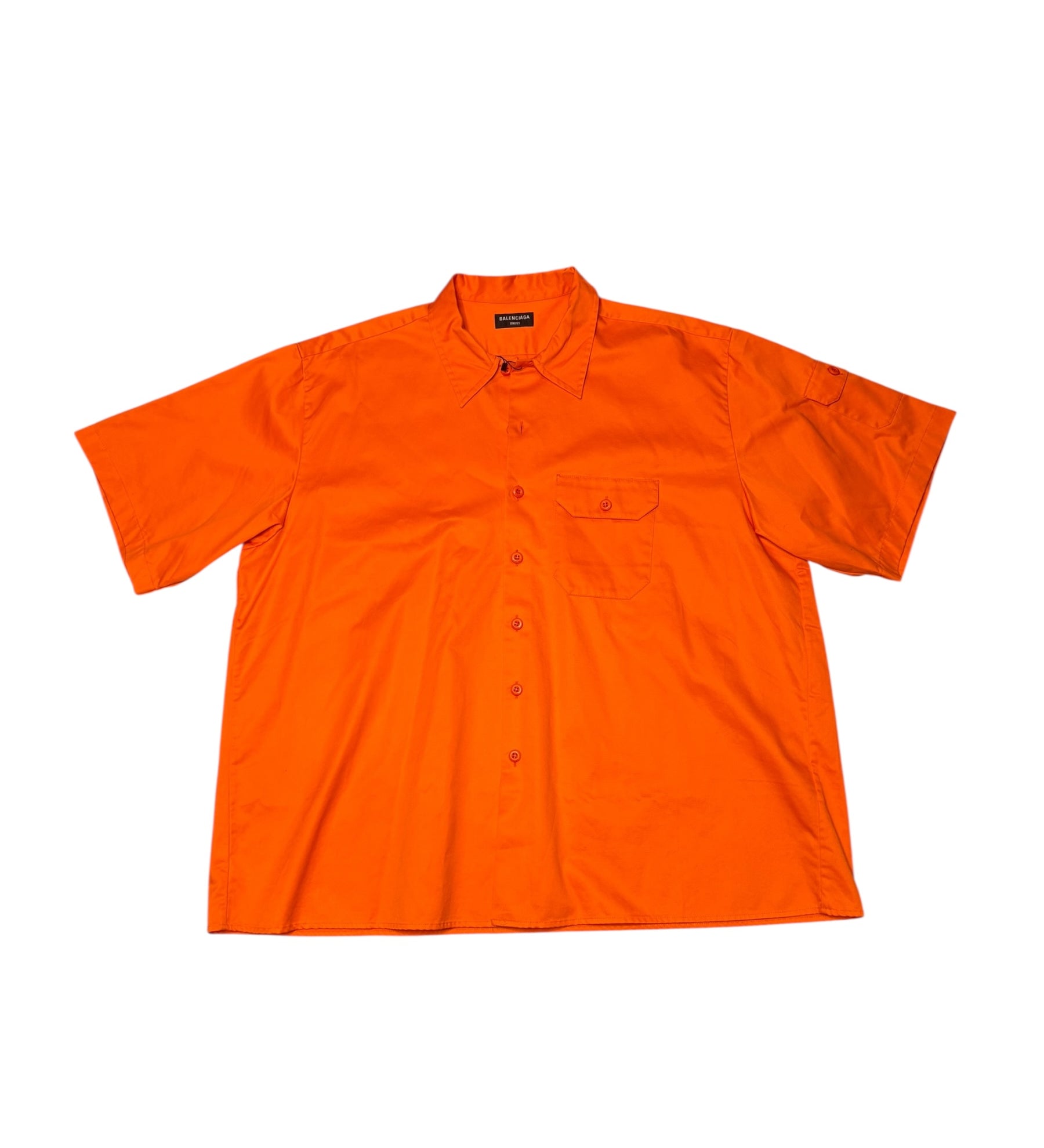Balenciaga Orange Short Sleeve Button Up