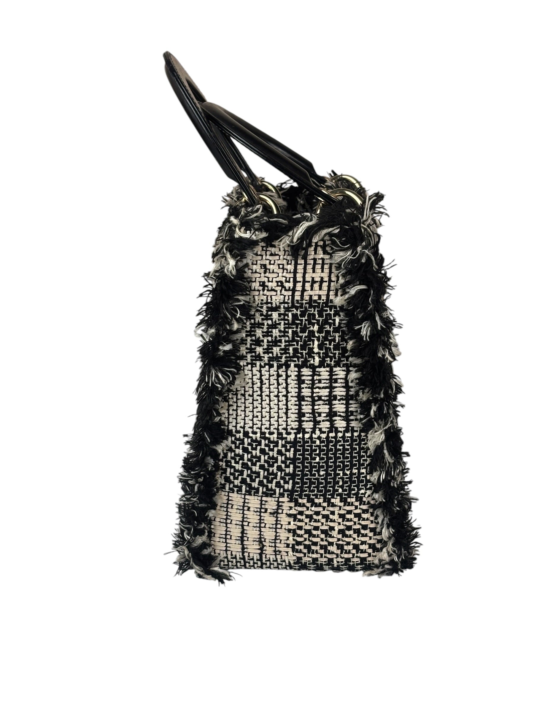 Christian Dior Black/White Tweed Lady Dior Two-Way Bag