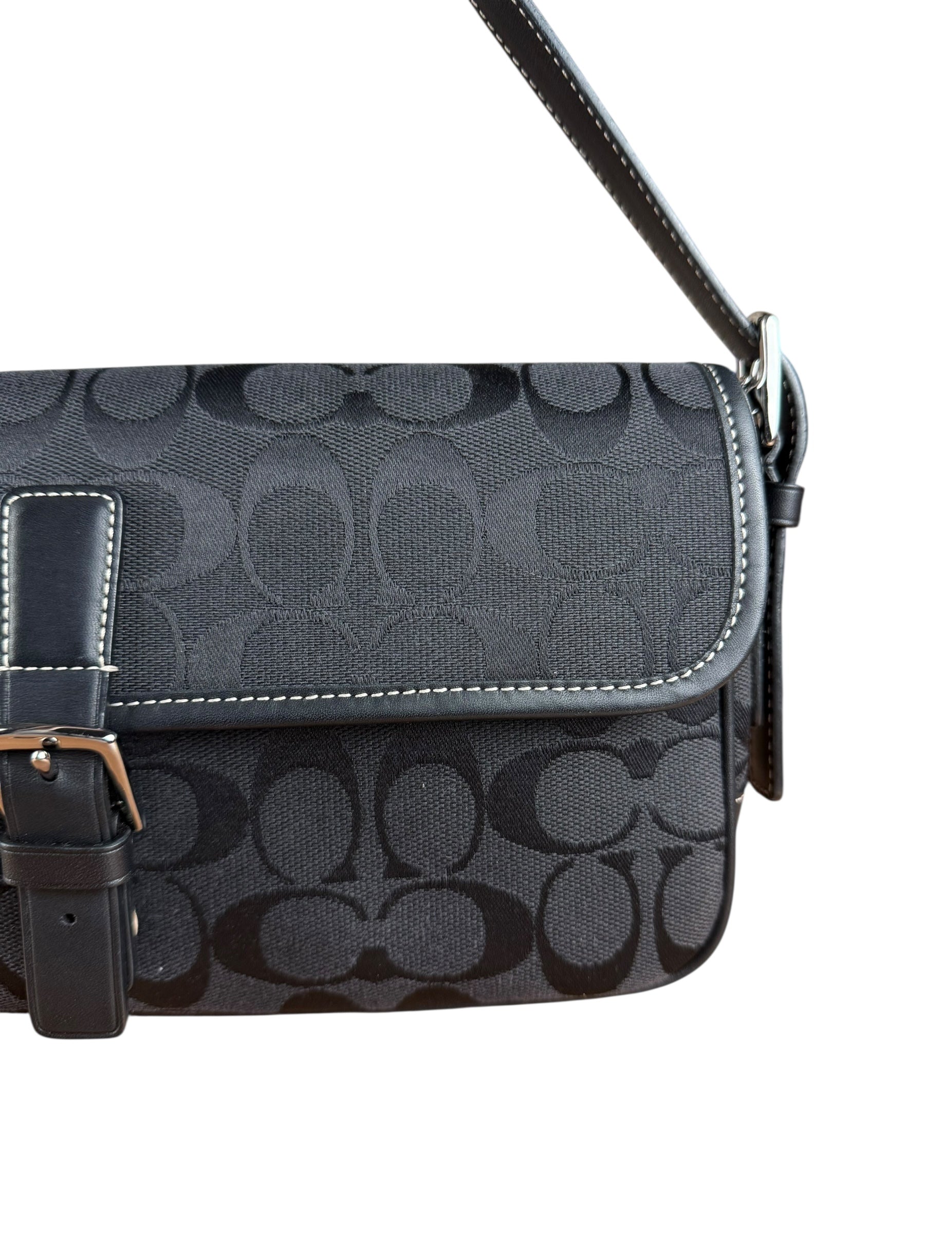 Coach Vintage CC Black Flap Shoulder Bag
