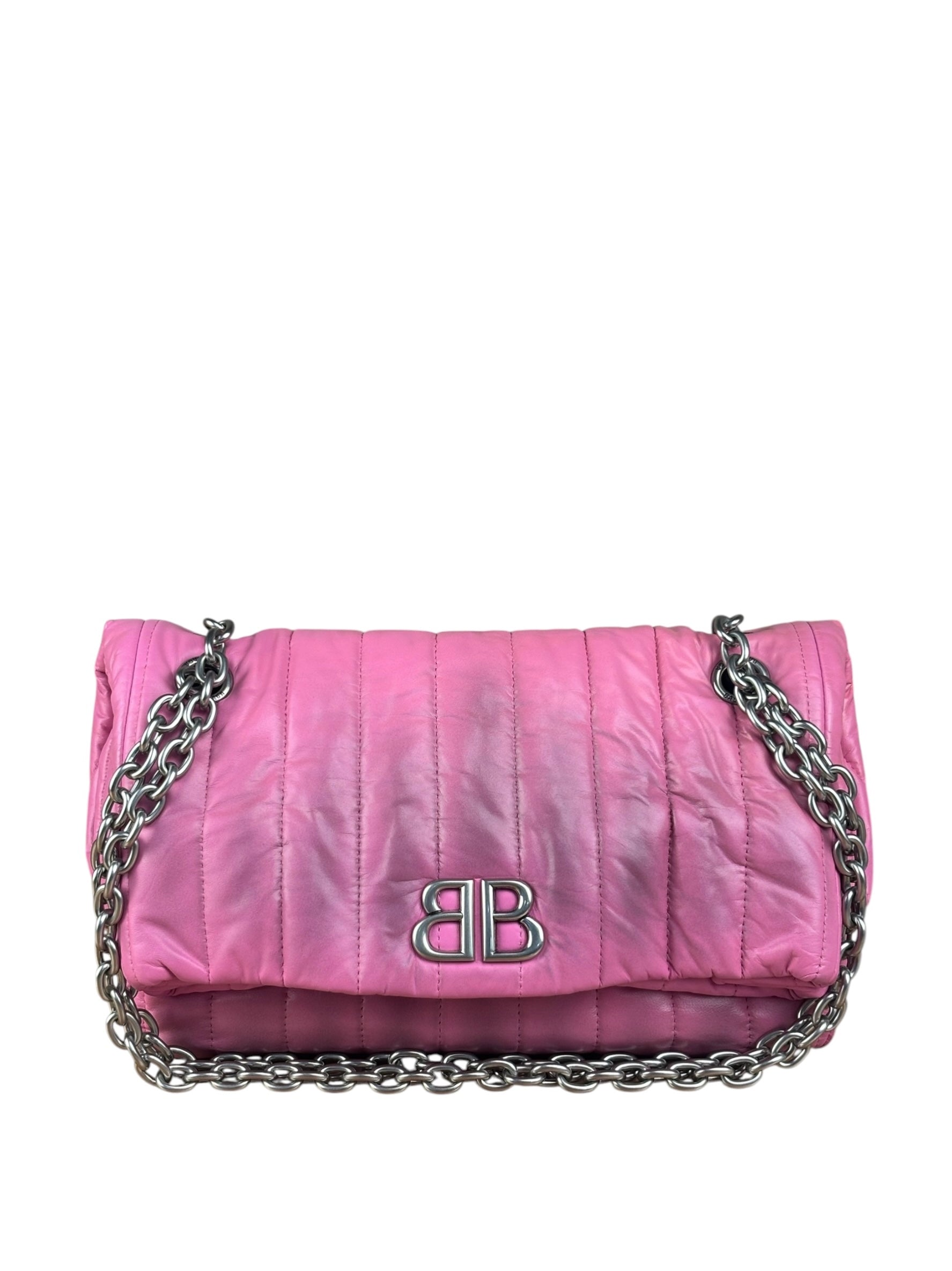 Balenciaga Pink Quilted Leather Chain Shoulder Bag