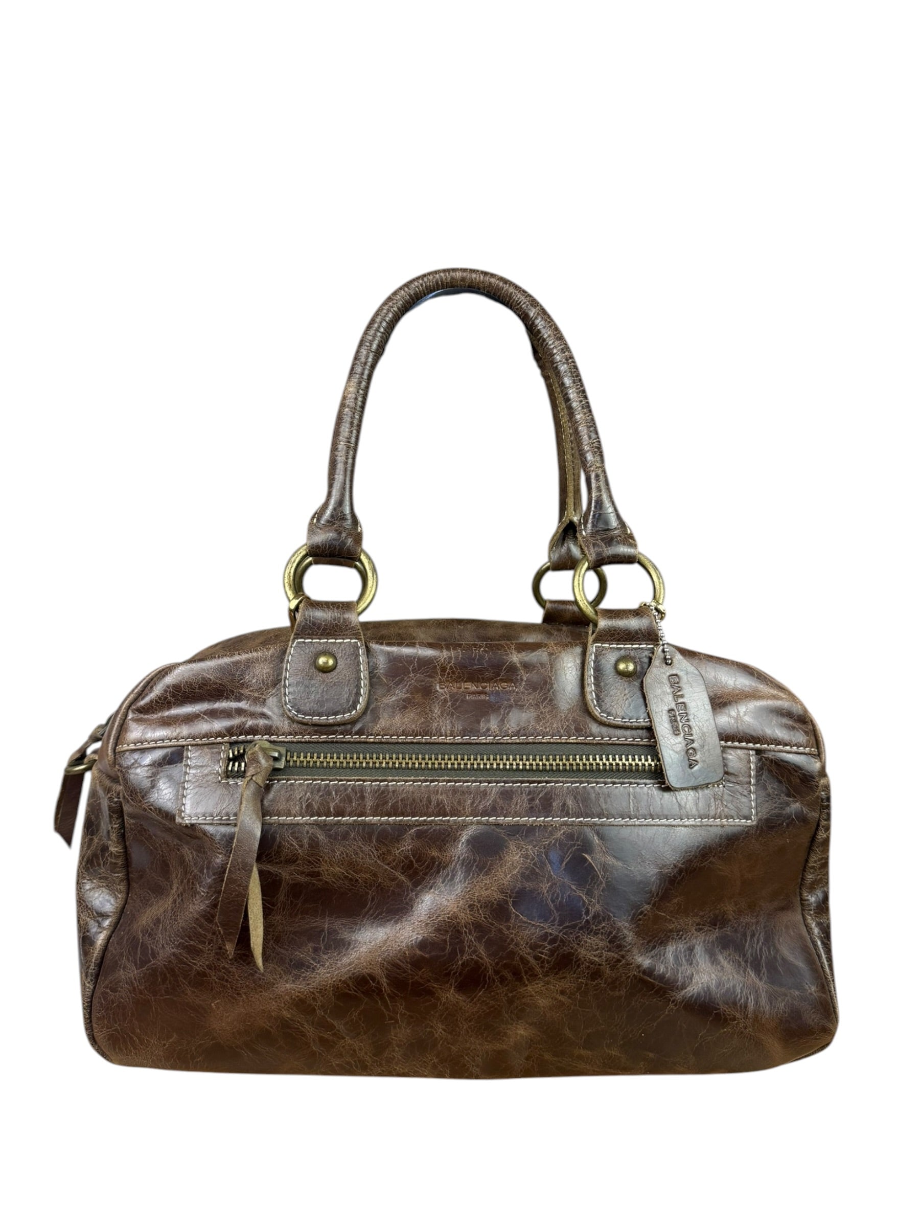 Balenicaga Brown Leather Whistle Handbag