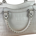 Balenciaga White Crocodile-Embossed Leather Two-Way Bag
