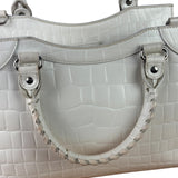 Balenciaga White Crocodile-Embossed Leather Two-Way Bag