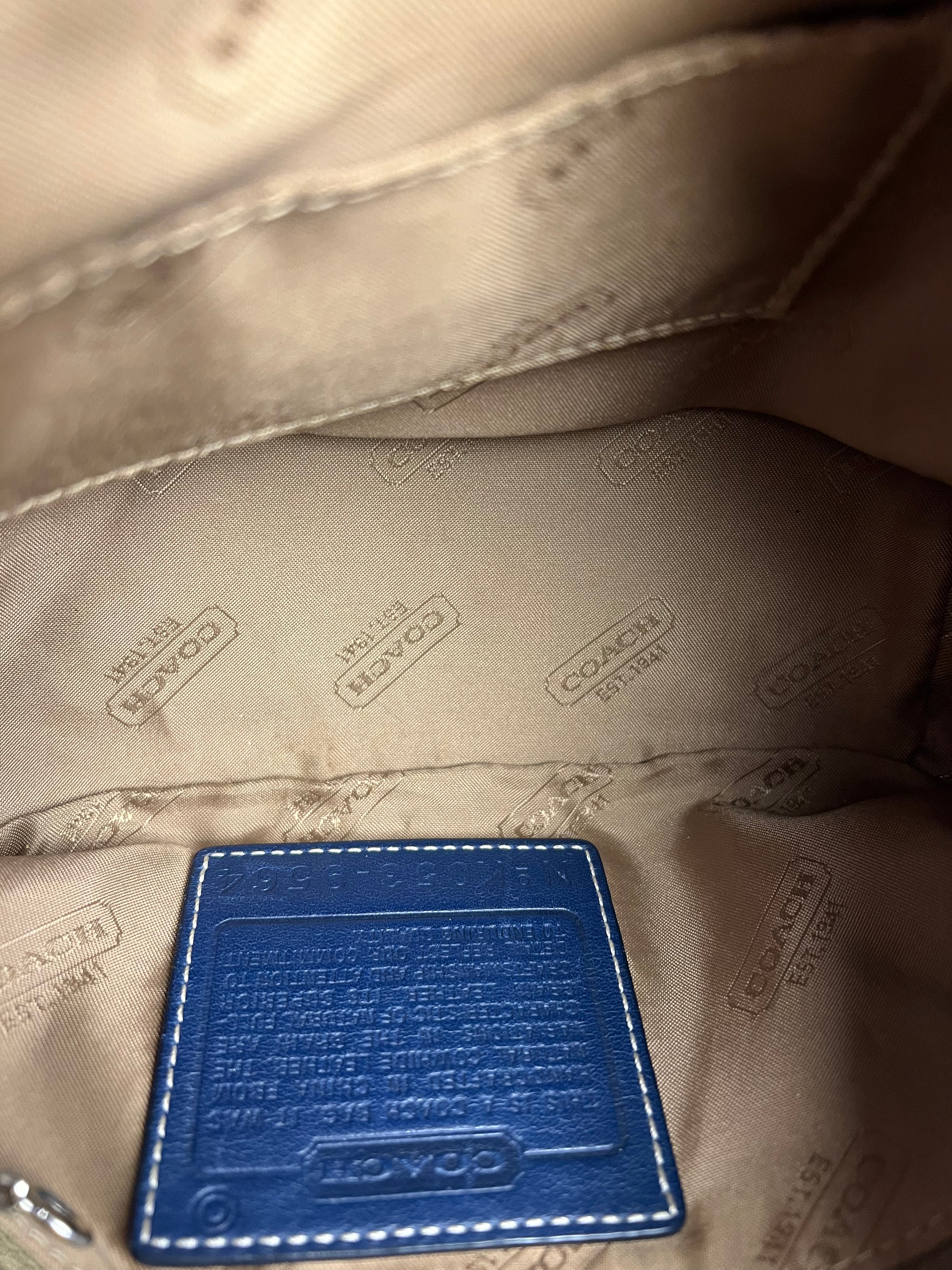 Coach Leather Shoulder Bag Navy/White