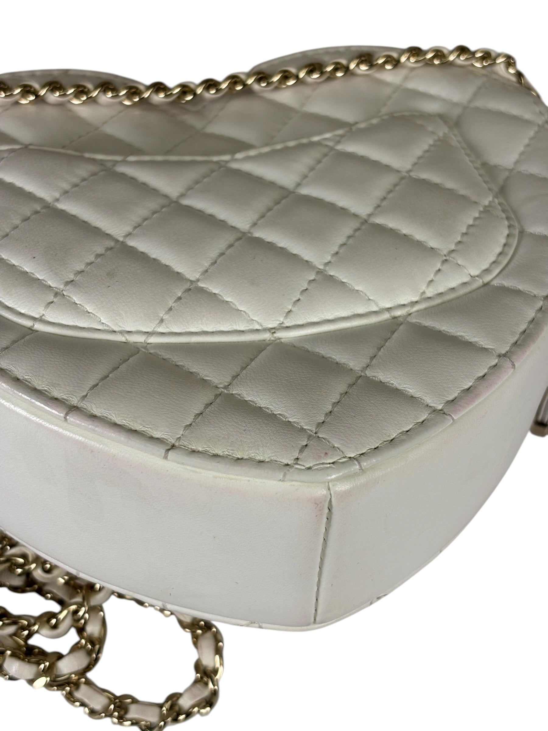 Chanel CC In Love White Quilted Leather Heart Bag 2022