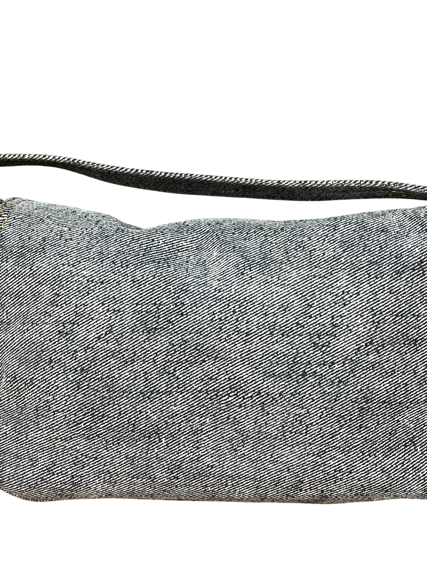 Fendi Light Denim Toned Canvas Baguette Shoulder Bag