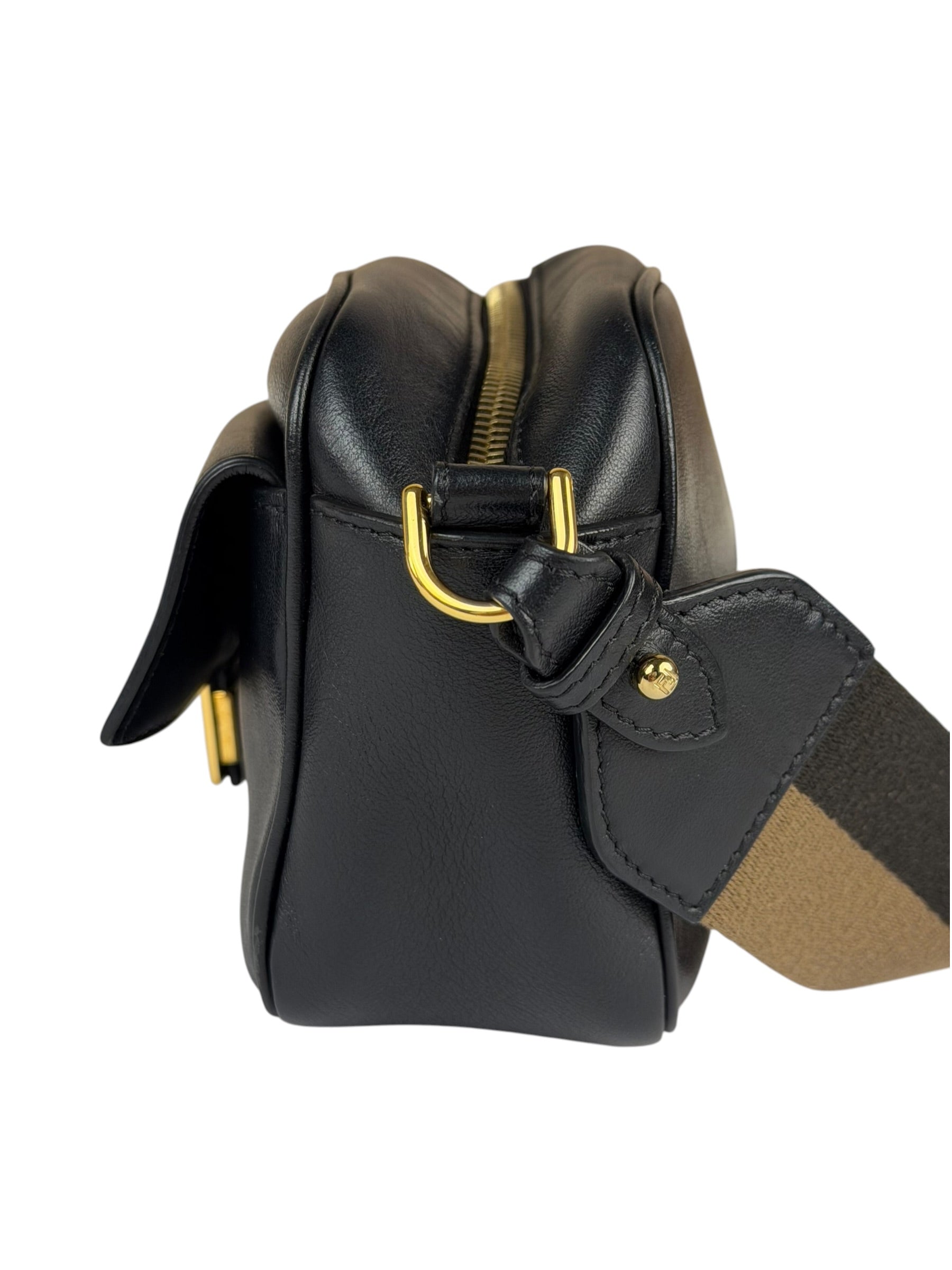 Fendi Black Leather Camera Crossbody