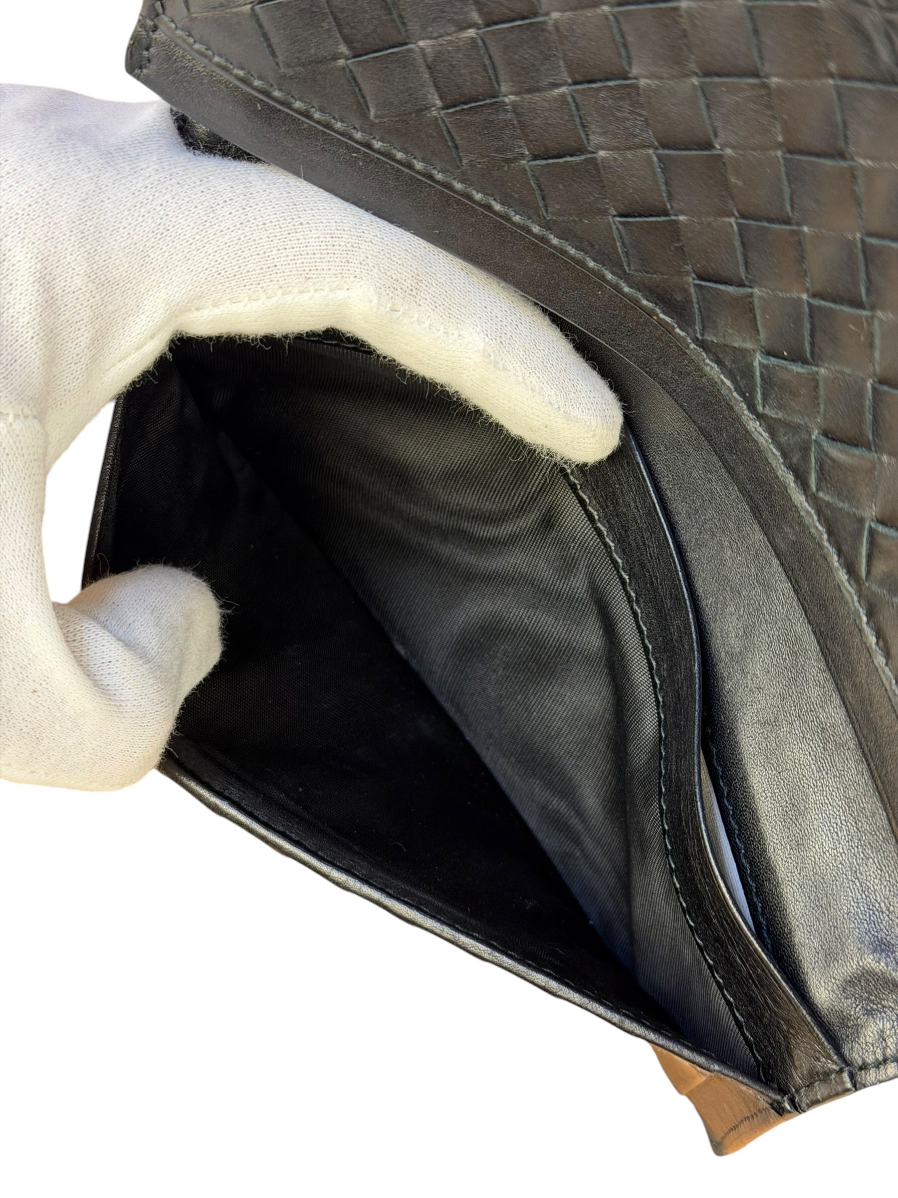 Bottega Veneta Black Intercciato Long Wallet