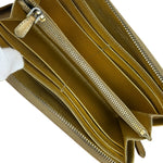 Prada Metallic Gold Saffiano Leather Zip-Around Wallet