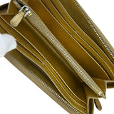 Prada Metallic Gold Saffiano Leather Zip-Around Wallet
