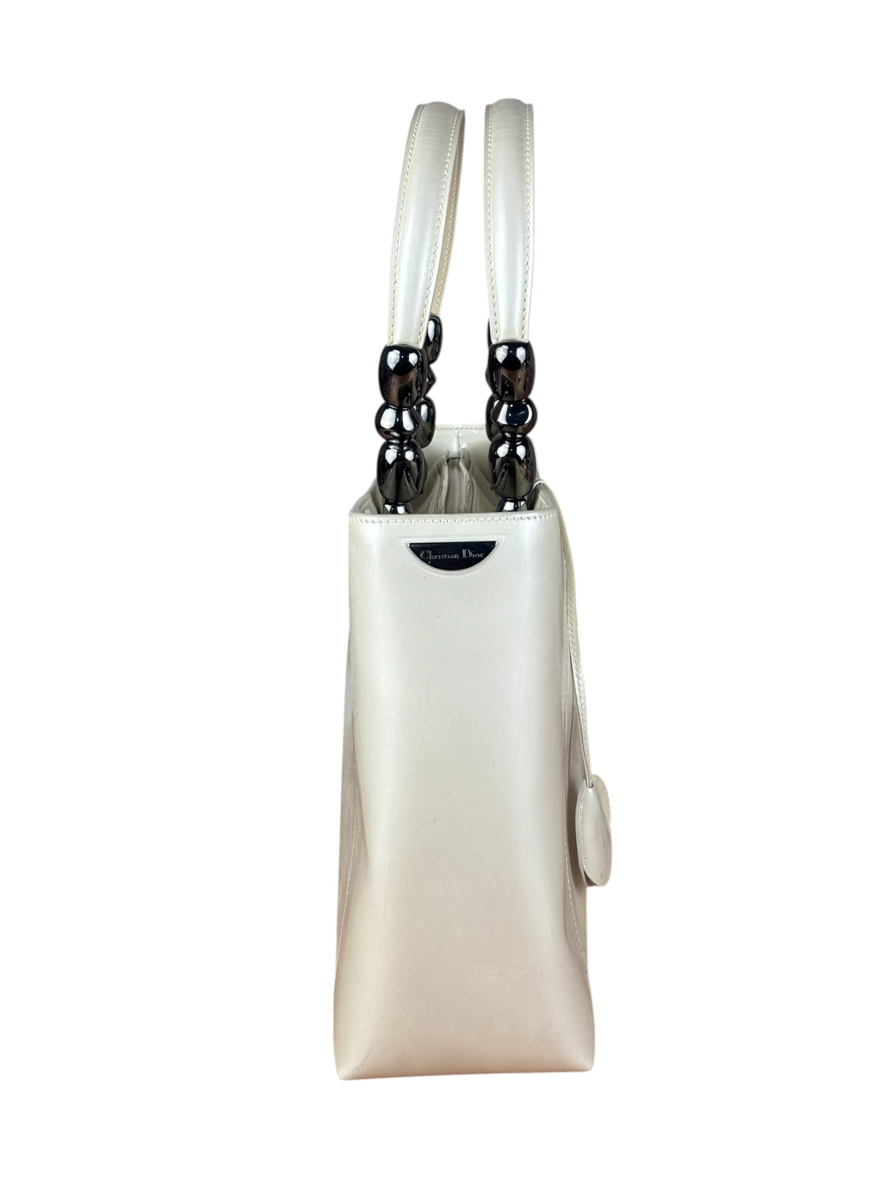 Christain Dior Leather Chrome Beaded Malice Tote Bag