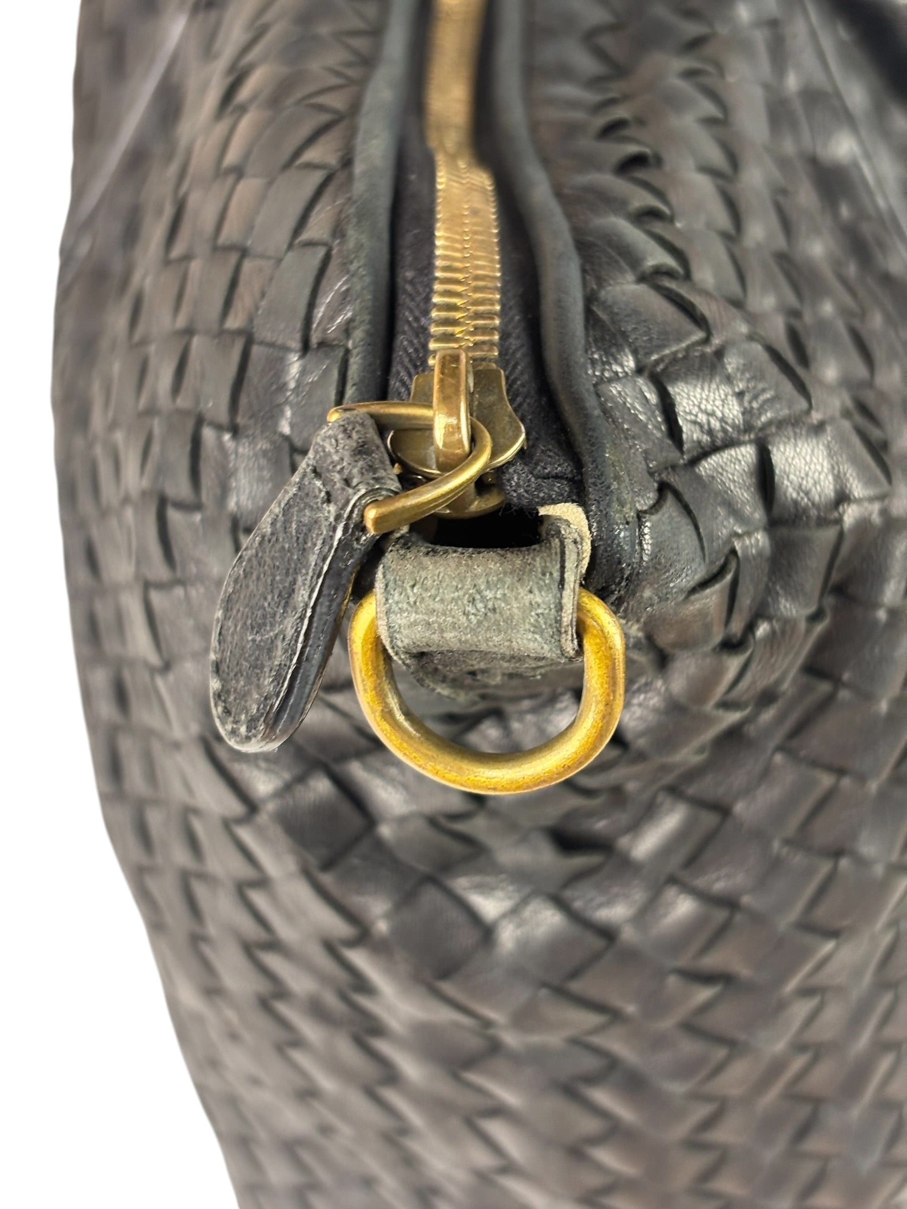 Bottega Veneta Black Intrecciato Large Handbag