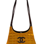 Chanel Mustard Yellow Patent Leather Chocolate Bar Hobo Bag 2002