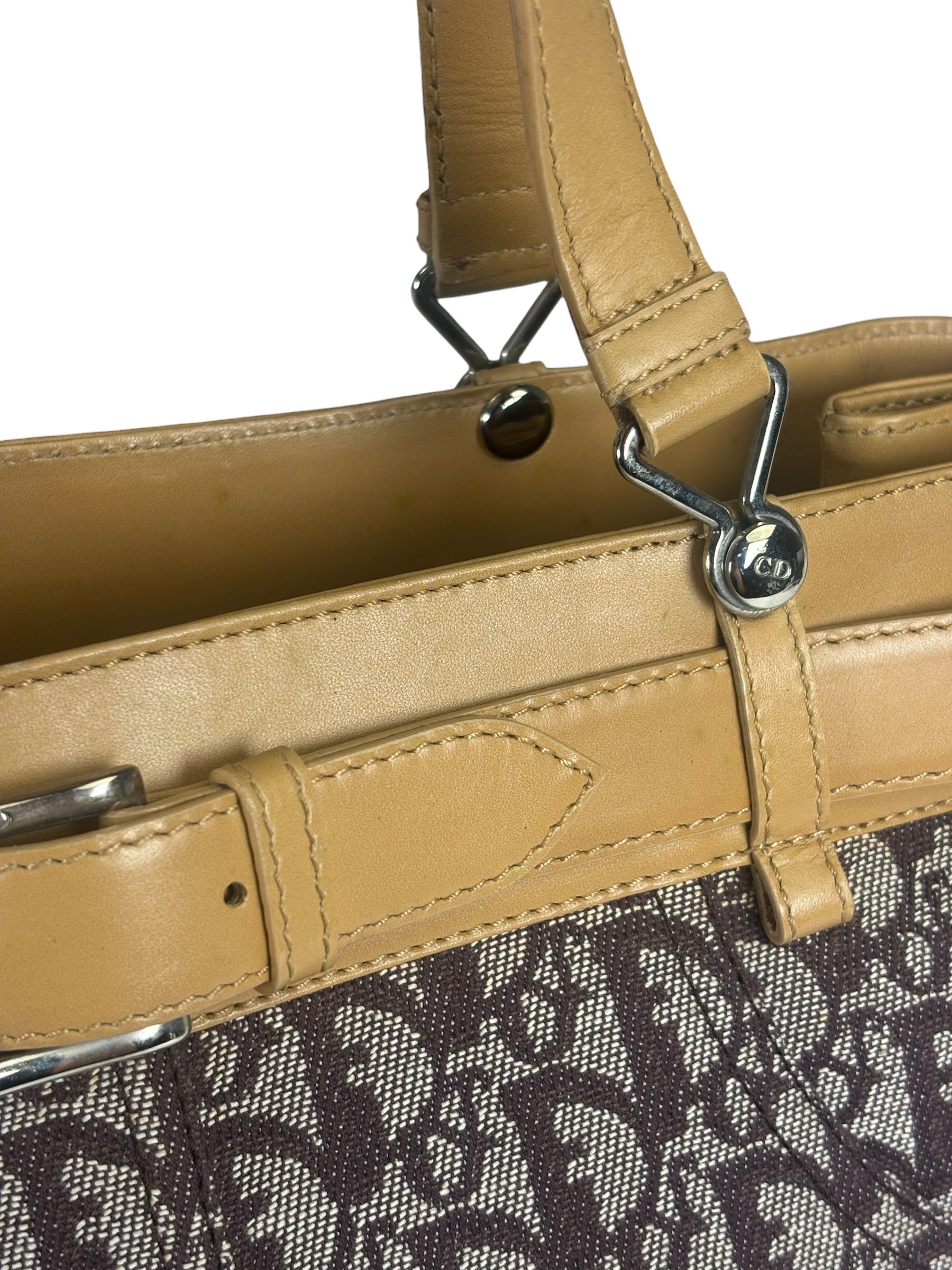 Christian Dior Cloth/Leather Trim Trotter Top Handle Tote