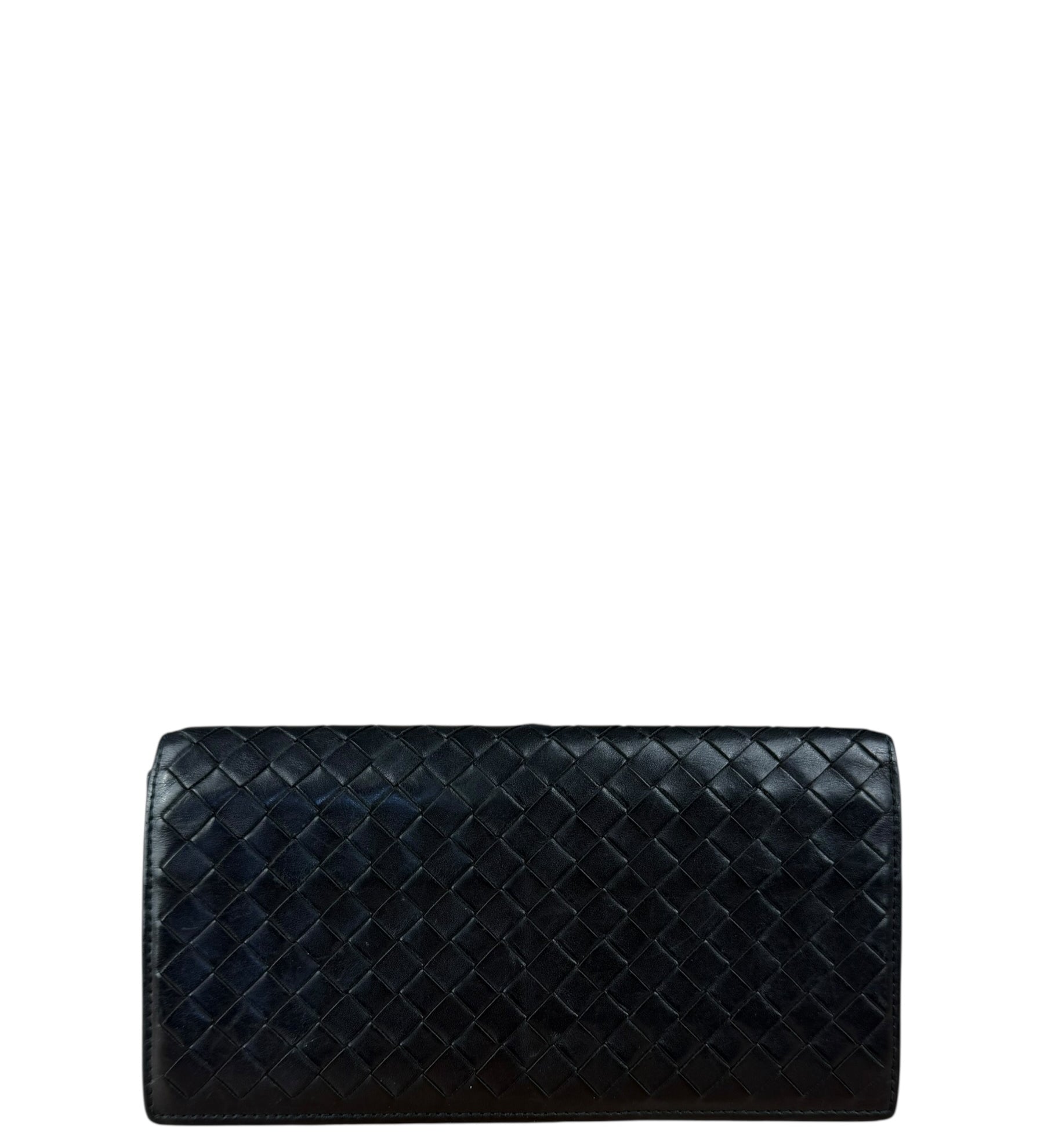 Bottega Veneta Black Intreccio Leather Long Wallet