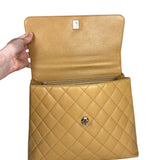 Chanel Beige Calfskin Kelly Top Handle Bag 2001