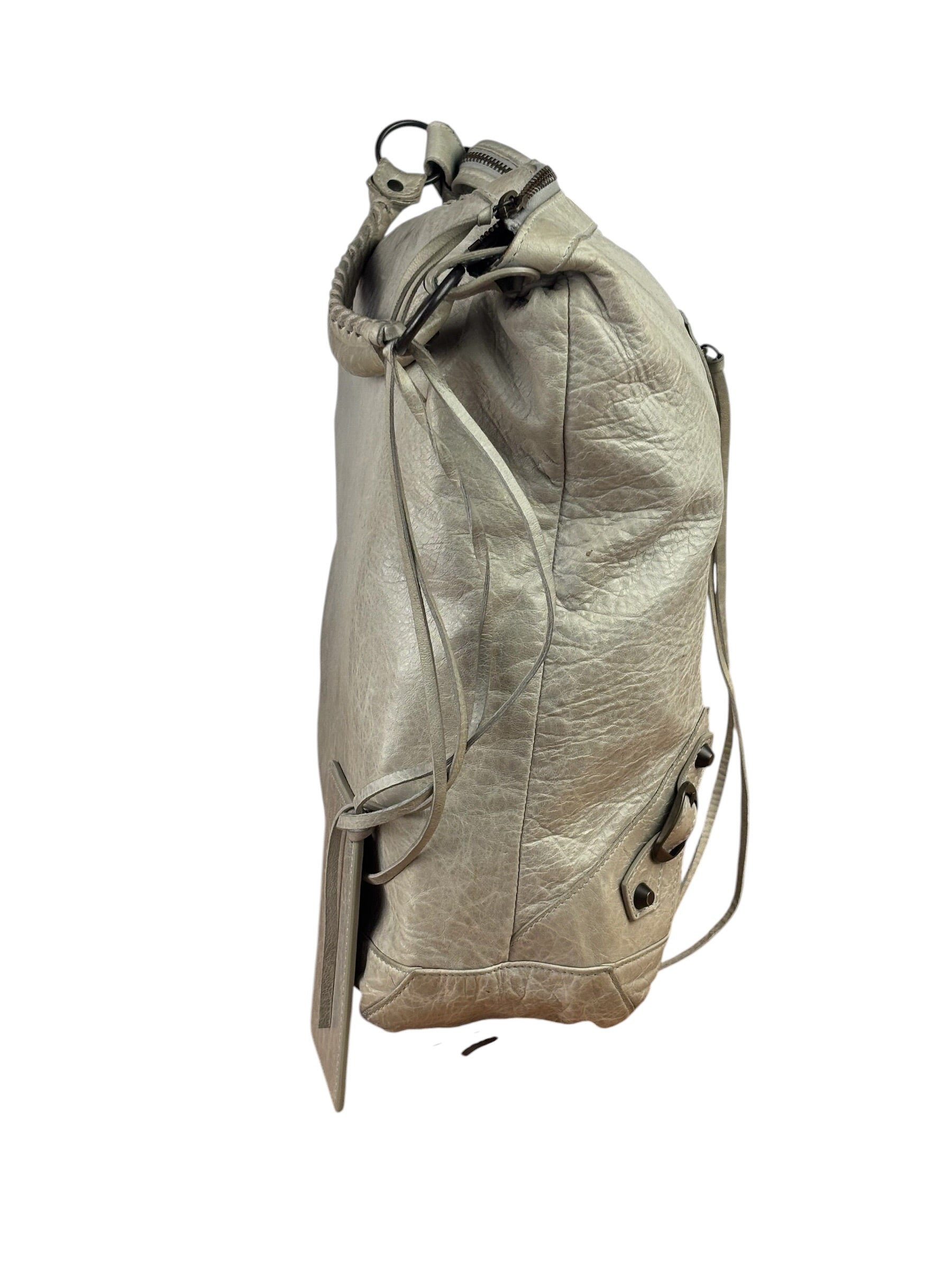 Balenciaga Grey Lambskin Day Moto Hobo Bag