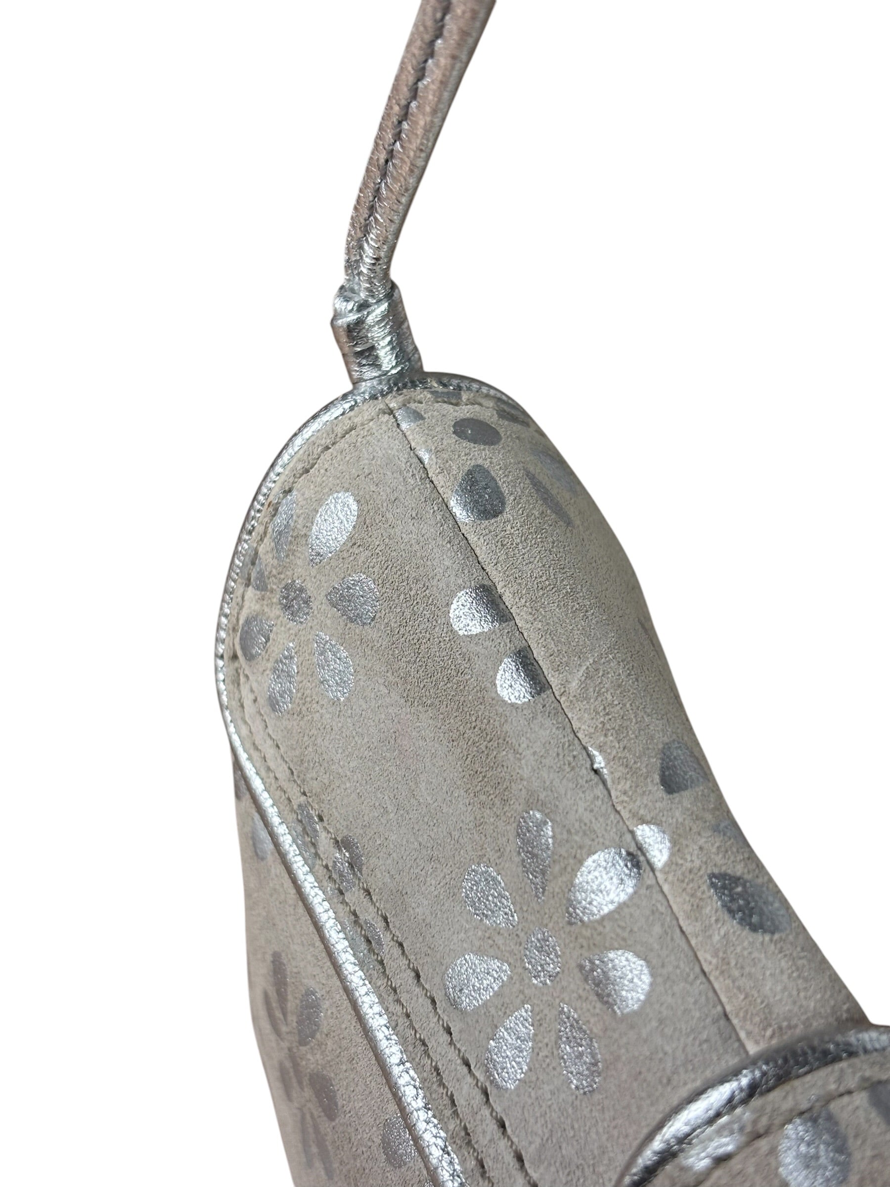 Celine Grey/Silver Suede/Leather Daisy Pochette
