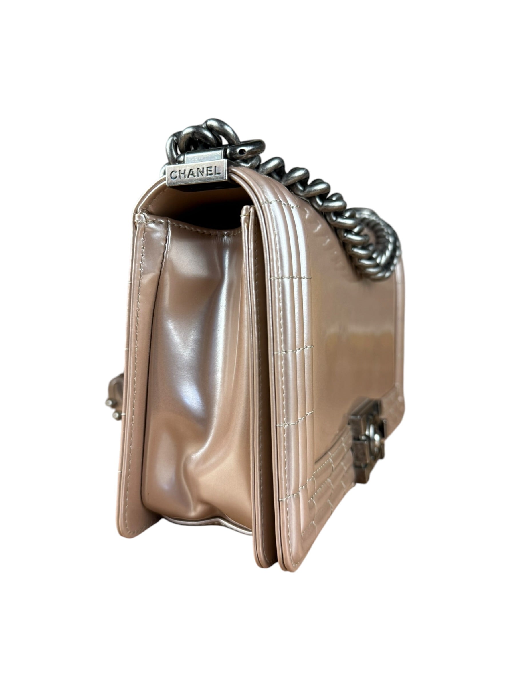 Chanel Pink Glazed Calfskin M Boy Bag 2012