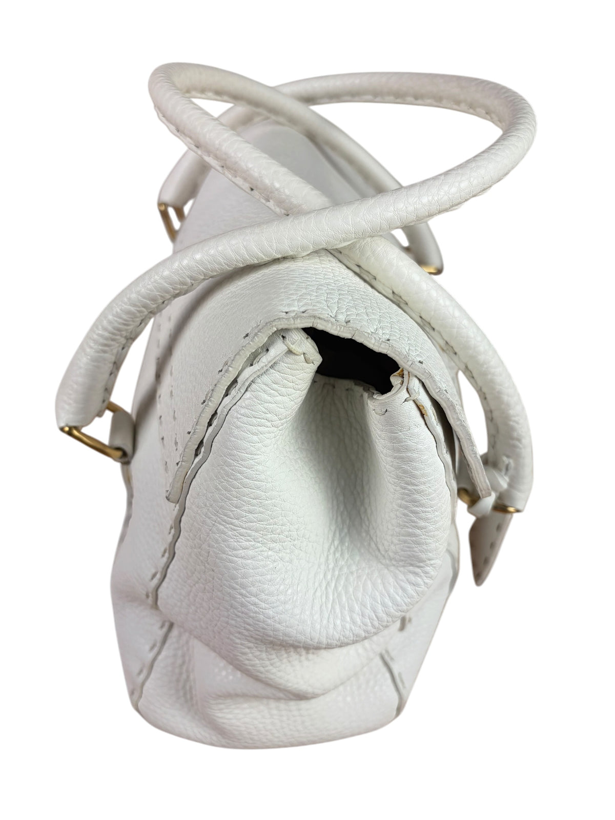 Fendi White Leather Selleria Linda Shoulder Bag