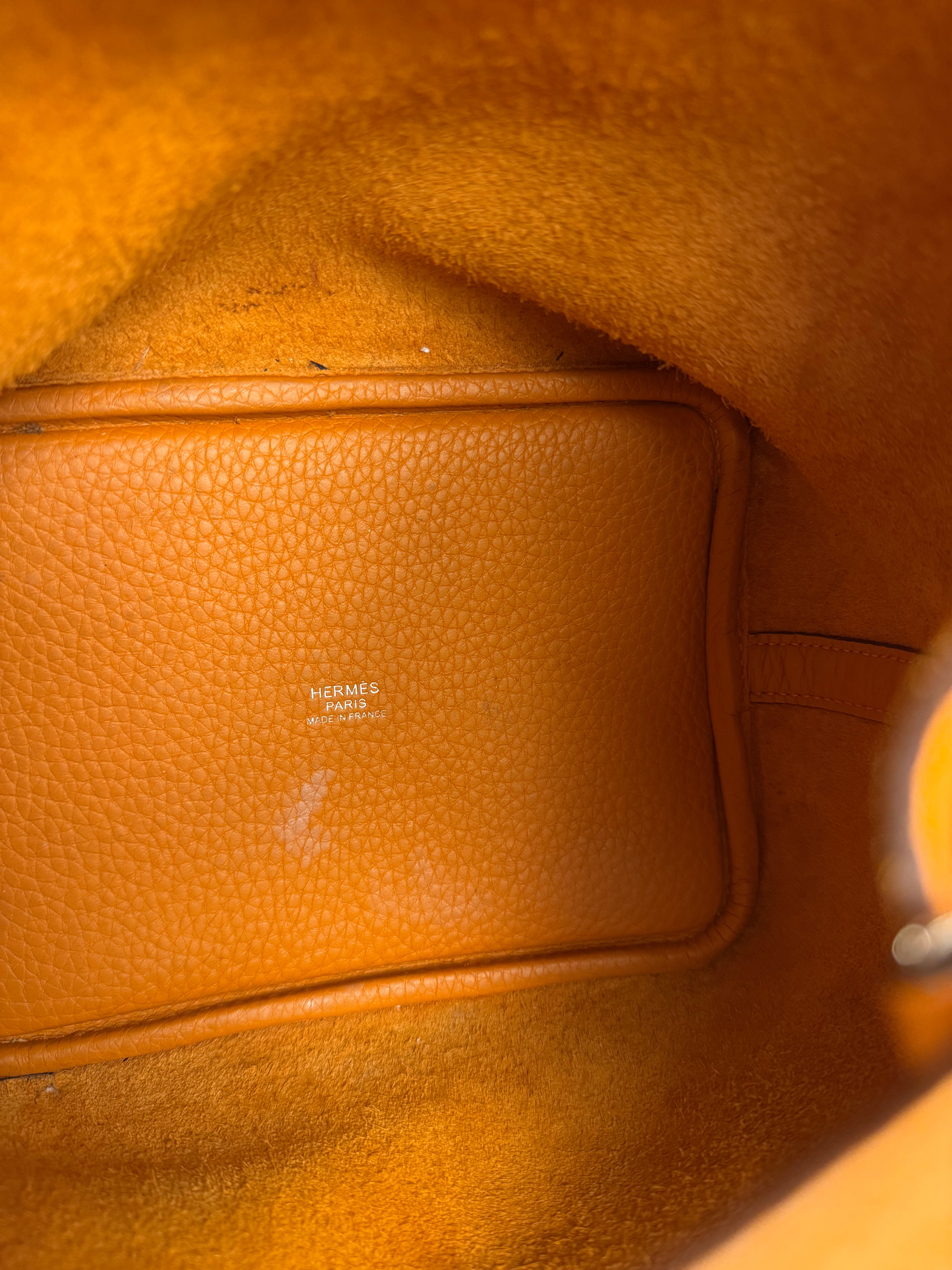 Hermes Orange Clemence Leather Picotin Lock 18 Handbag 2024