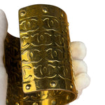 Chanel Vintage Gold CC Print Cuff Bracelet