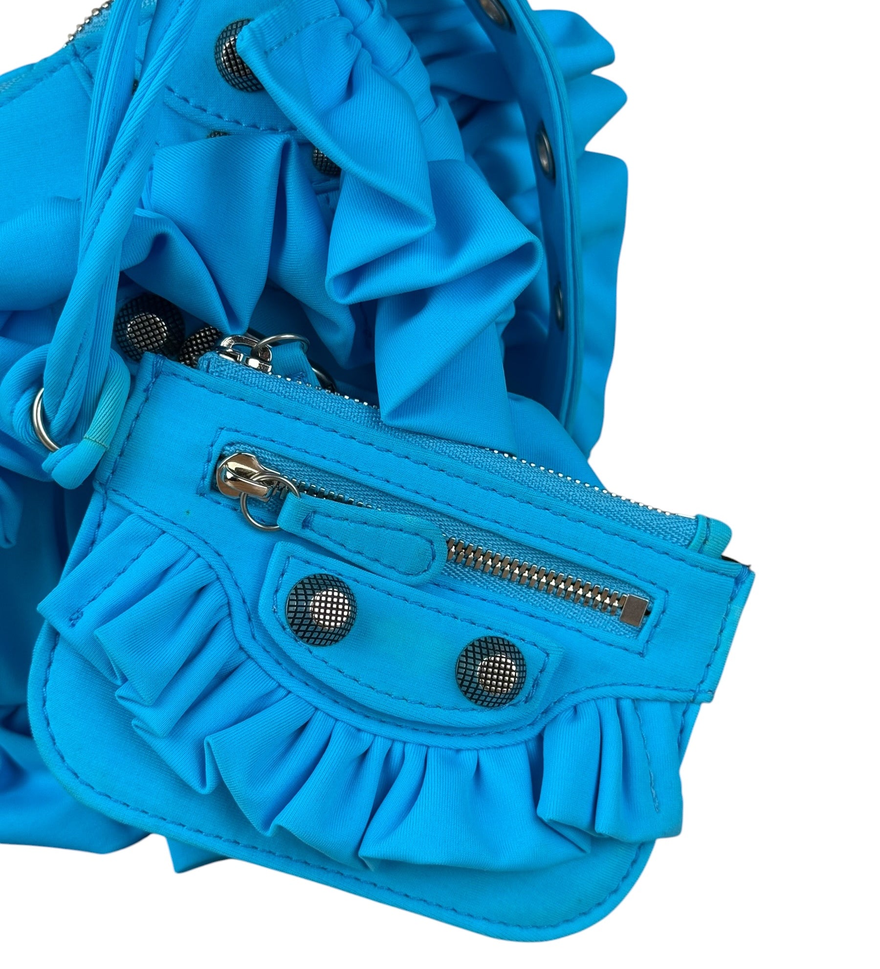 Balenciaga Blue Neoprene Ruffled Le Cagole