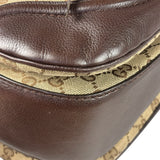 Gucci Brown Leather Trim GG Bamboo Handle Two-Way Bag