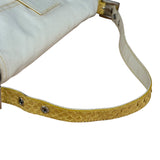 Fendi Vintage Denim x Snakeskin Baguette Yellow
