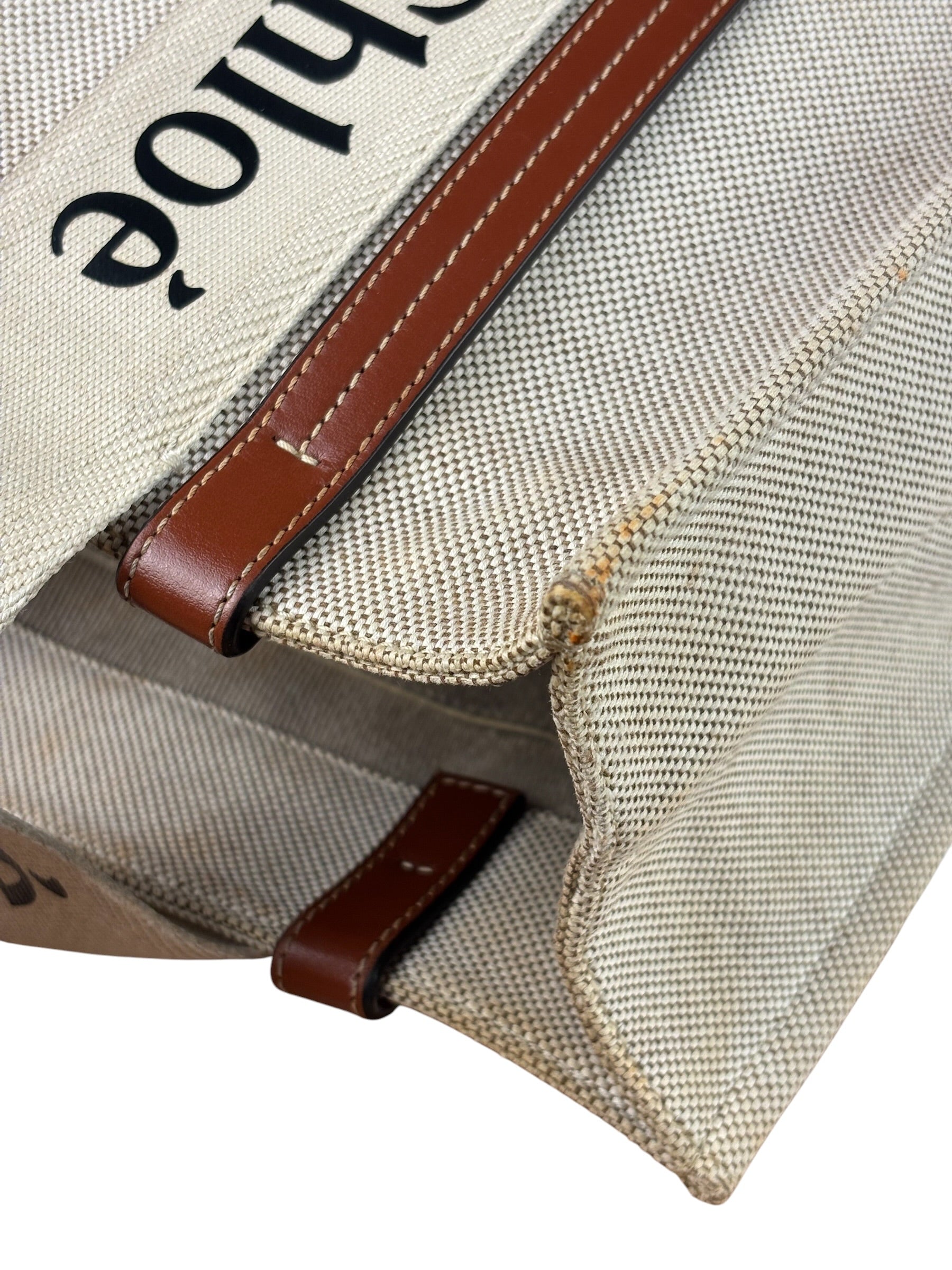 Chloé Canvas Beige/Brown Medium Woody Tote