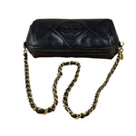 Chanel Black Quilted Leather CC Tassel Barrel Mini Chain Bag