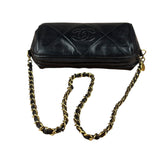 Chanel Black Quilted Leather CC Tassel Barrel Mini Chain Bag