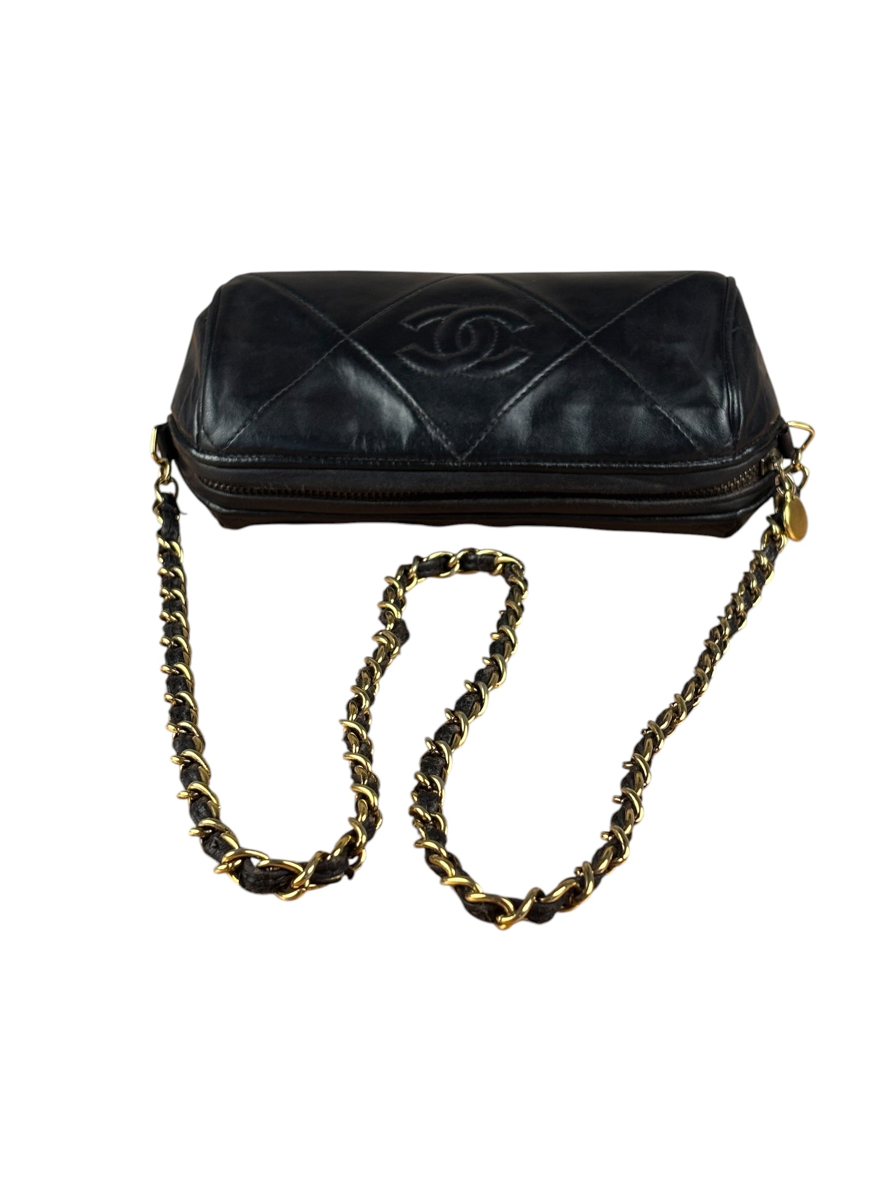Chanel Black Quilted Leather CC Tassel Barrel Mini Chain Bag