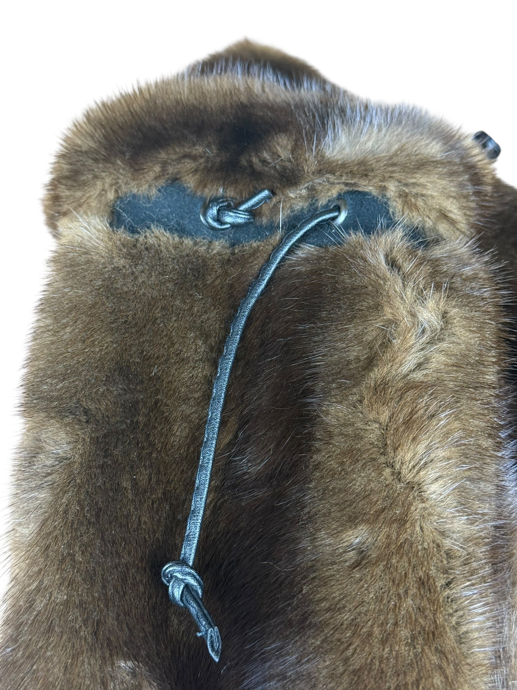 Vintage Brown Fur Mittens