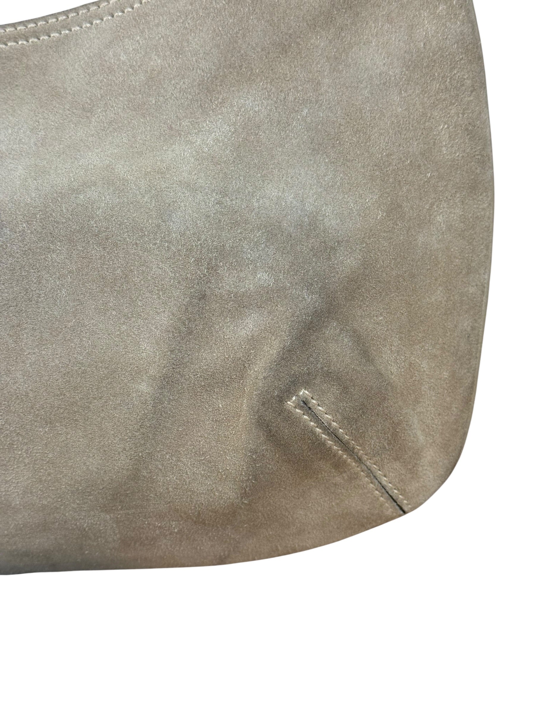 Ferragamo Vintage Beige Suede Hobo Shoulder Bag