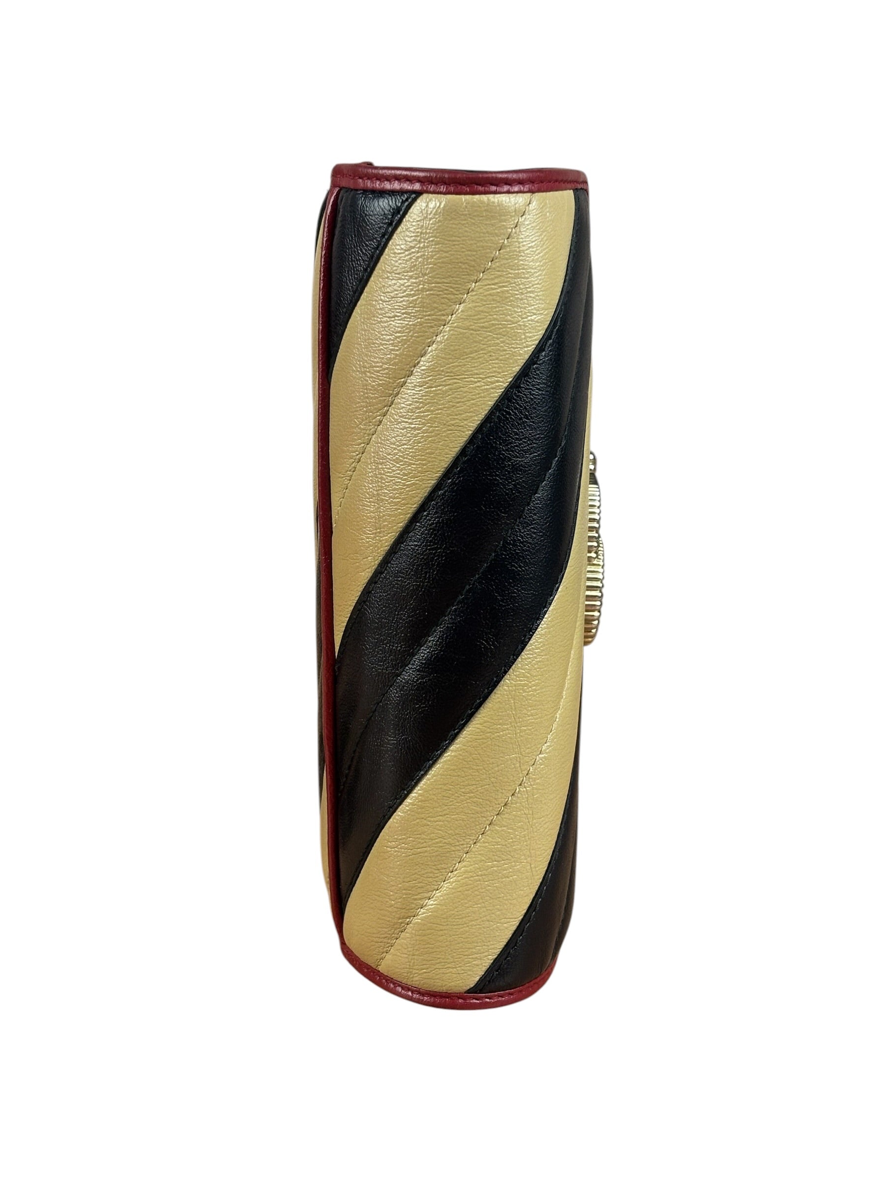 Gucci Stripped Multicolor Marmont Wallet on Chain