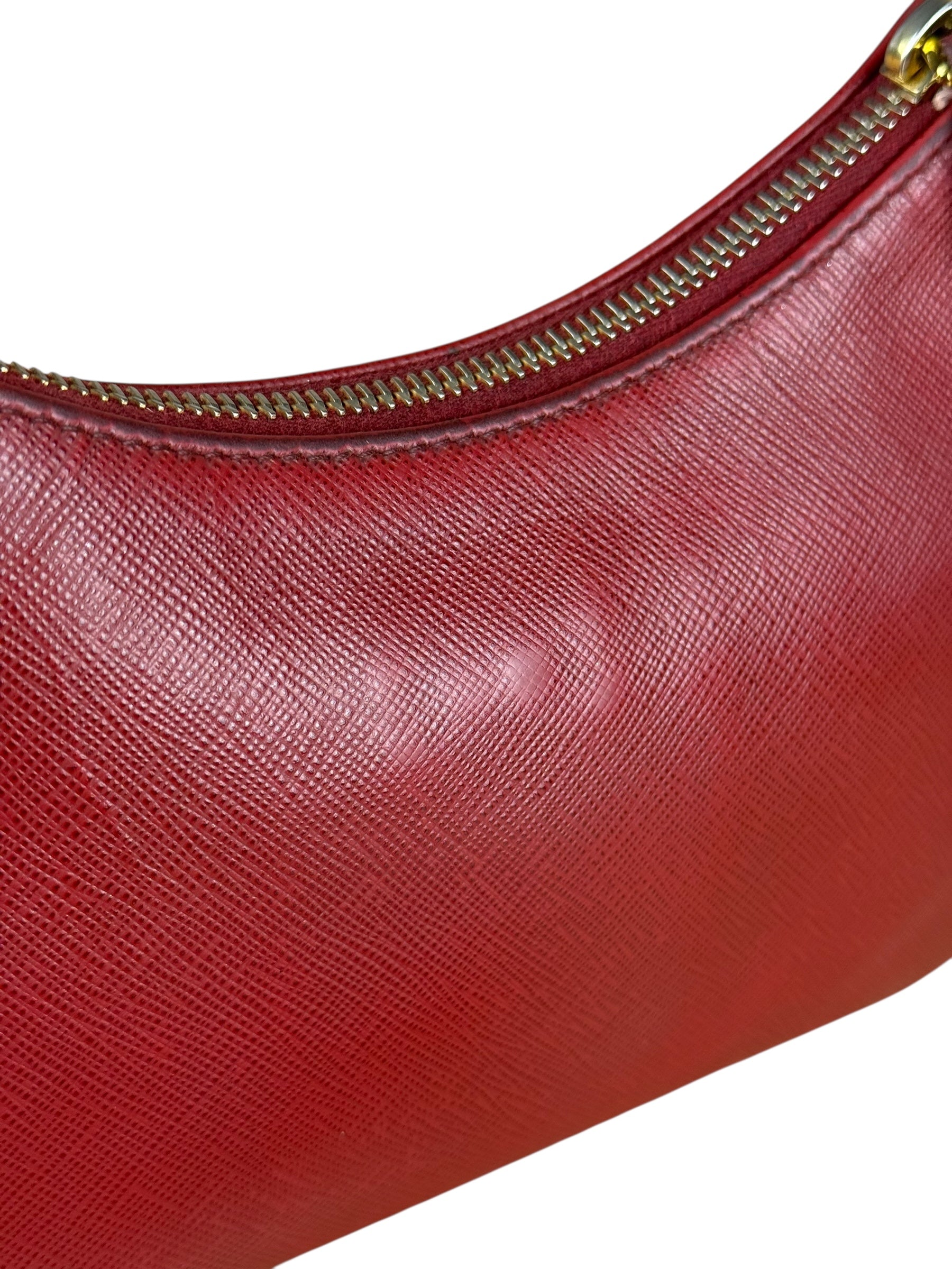 Prada Re-Edition Saffiano Leather Shoulder Bag Red