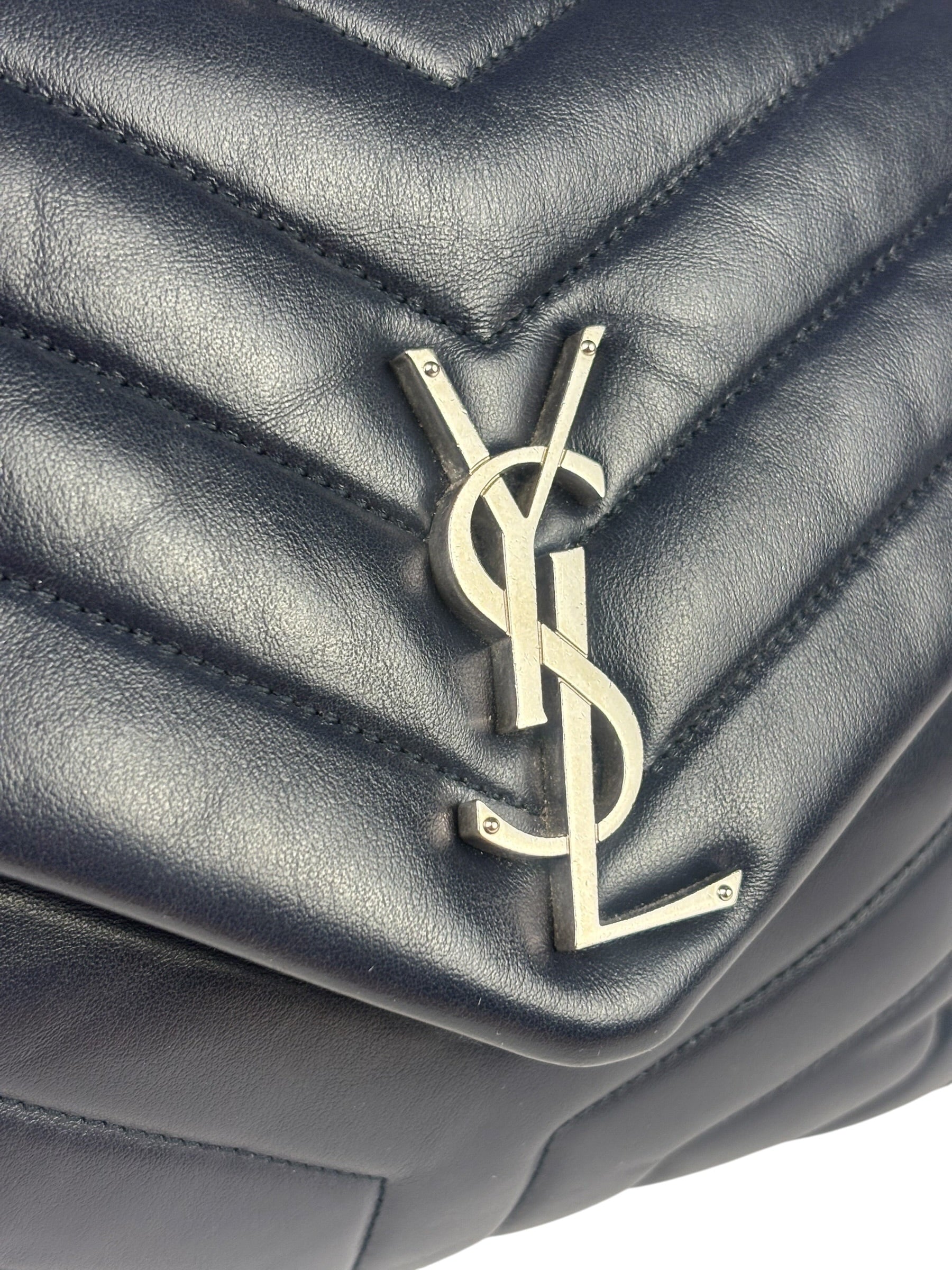Yves Saint Laurent Navy Blue LouLou Medium Shoulder Bag
