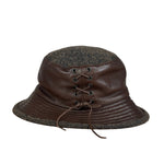 Hermes Vintage Brown Leather-Trimmed Motsch Bucket Hat