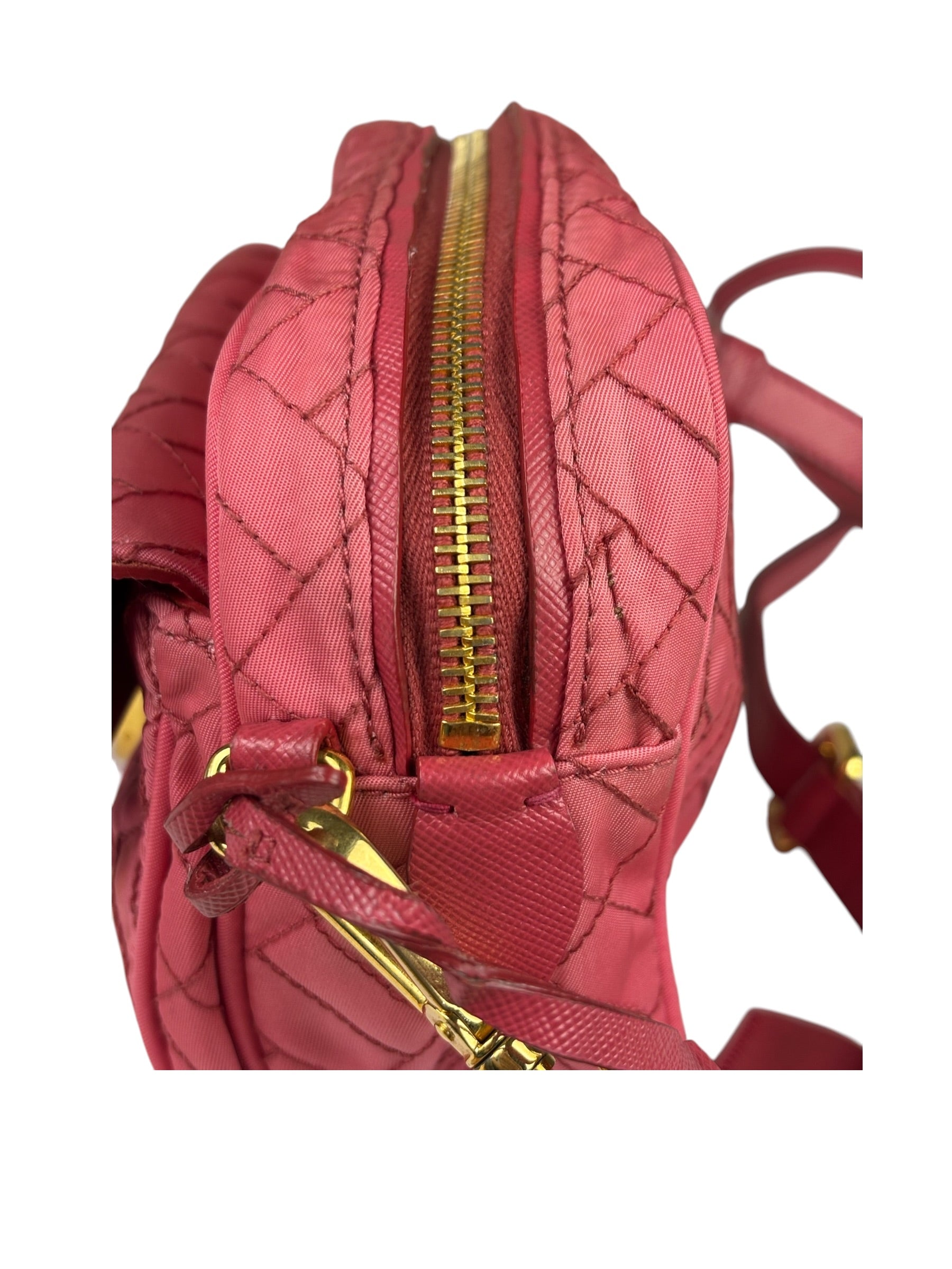 Prada Pink Leather Trim/Synthetic Tessuto Camera Bag