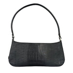 Salvatore Ferragamo Vintage Black Lizard Embossed Leather Pochette