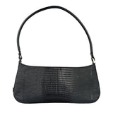 Salvatore Ferragamo Vintage Black Lizard Embossed Leather Pochette