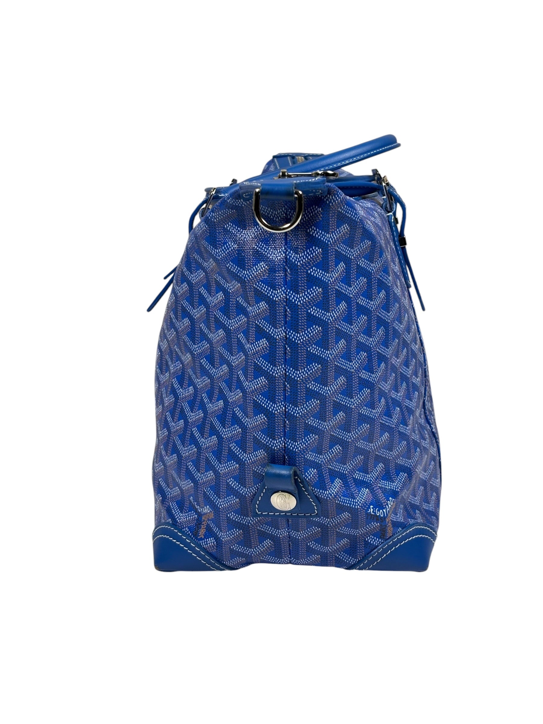 Goyard Blue Leather Goyardine Coated Canvas Shoulder Bag