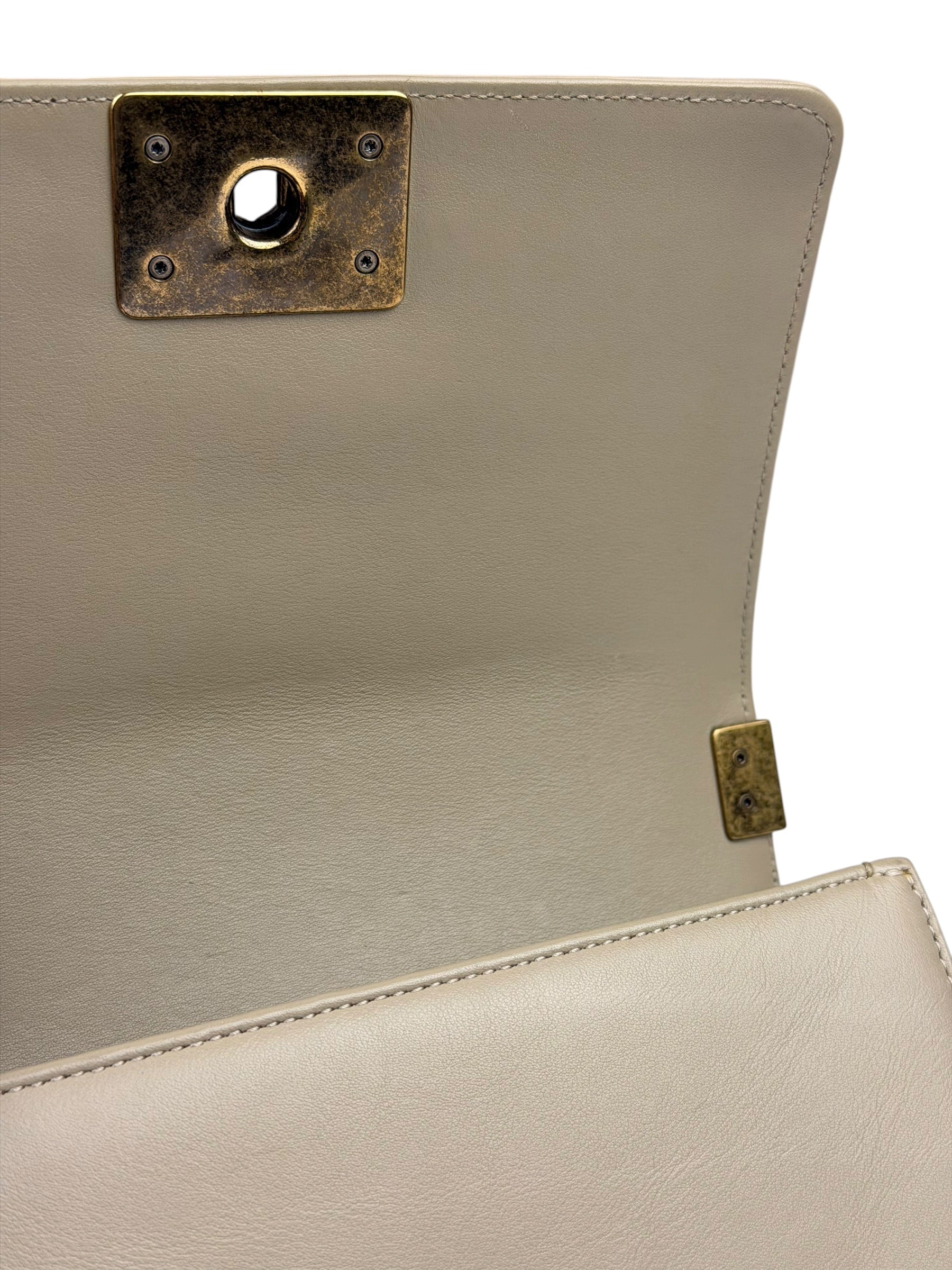 Chanel Beige Leather Boy Stingray Flap Bag 2013